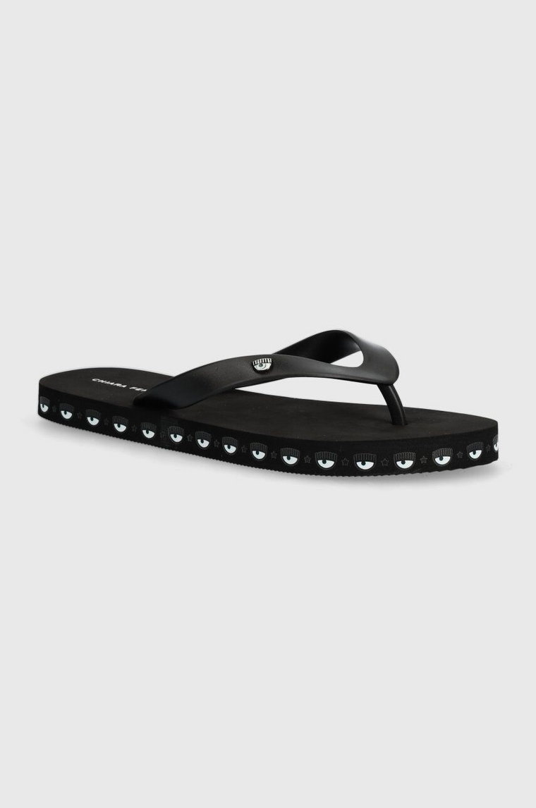 Chiara Ferragni japonki Flip-Flop Logomania damskie kolor czarny na płaskim obcasie CF2813_001