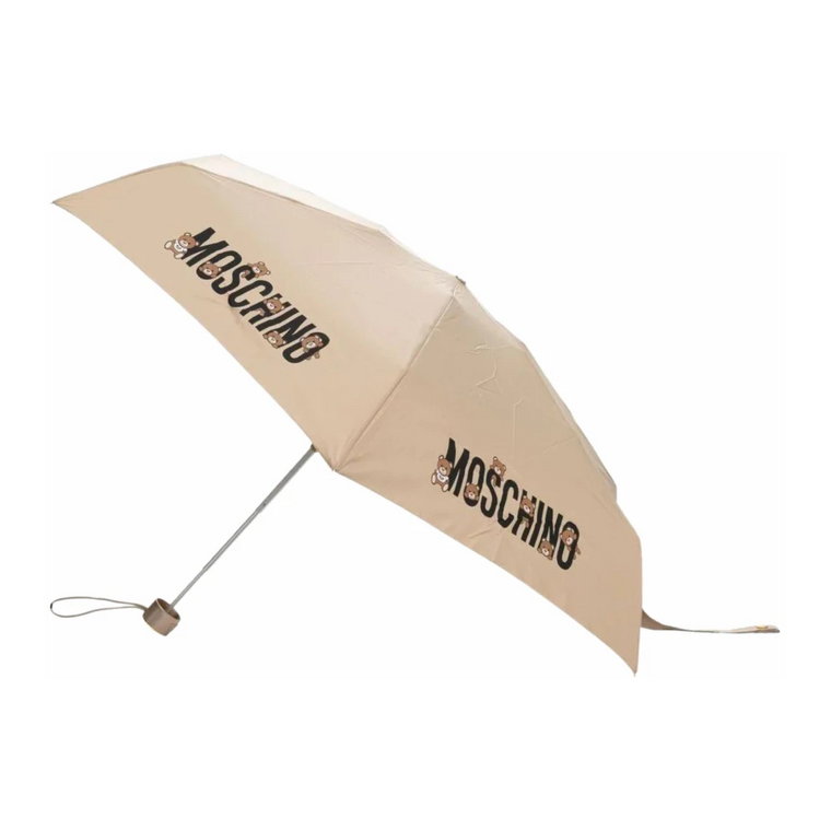 Supermind Parasol z Beżowym i Czarnym Nadrukiem Moschino