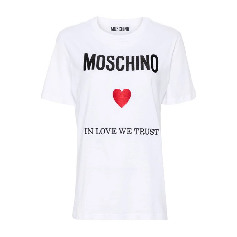 Biała Koszulka z Logo Moschino