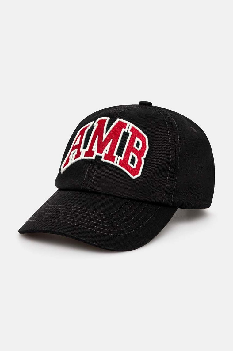 AMBUSH czapka z daszkiem bawełniana Baseball Cap Tap kolor czarny z aplikacją BMLB002F24FAB0011028