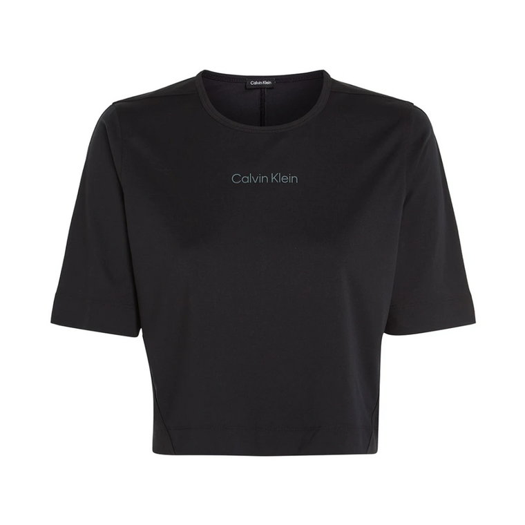 Minimalistyczna Elegancja: Czarna Koszulka z Logo z Poliestru dla Kobiet Calvin Klein