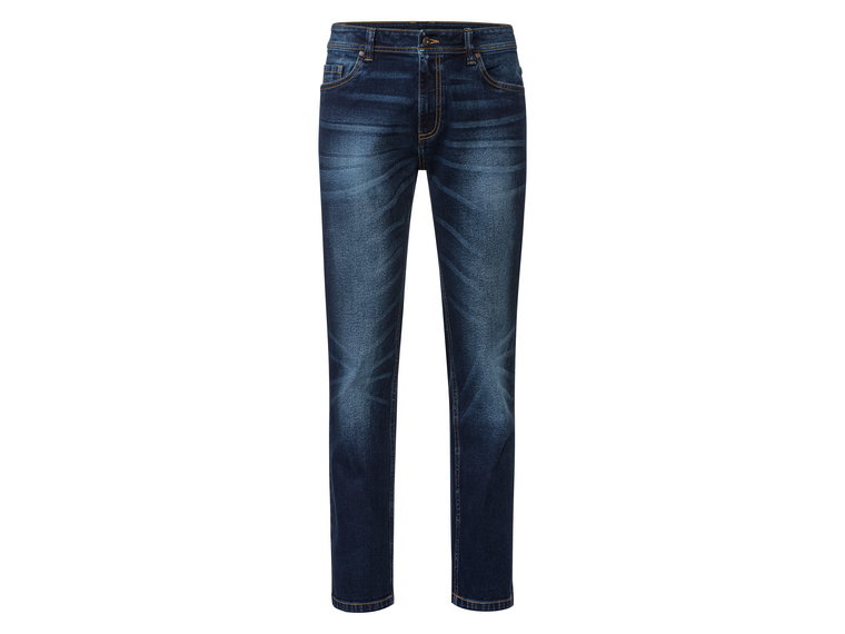 LIVERGY Jeansy męskie z bawełną, Slim Fit (48 (32/32), Ciemnoniebieski)