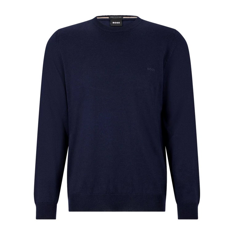 Męski Sweter z Wełny Botto-L 50476364 Niebieski Hugo Boss