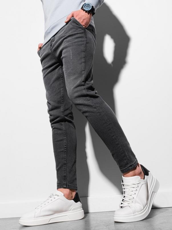 Spodnie męskie jeansowe SKINNY FIT z kieszeniami chino - grafitowe V7 OM-PADP-0100