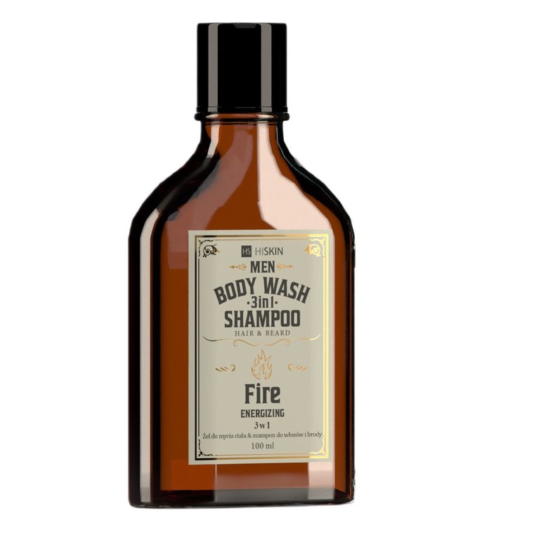 HiSkin, Men Whisky, żel do mycia ciała i szampon do włosów i brody 3w1 Fire, 100ml