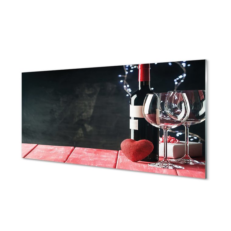 Szklany panel Serce kieliszek wino lampki 120x60