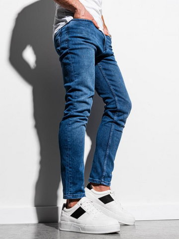 Spodnie męskie jeansowe P1007 - niebieskie - XXL