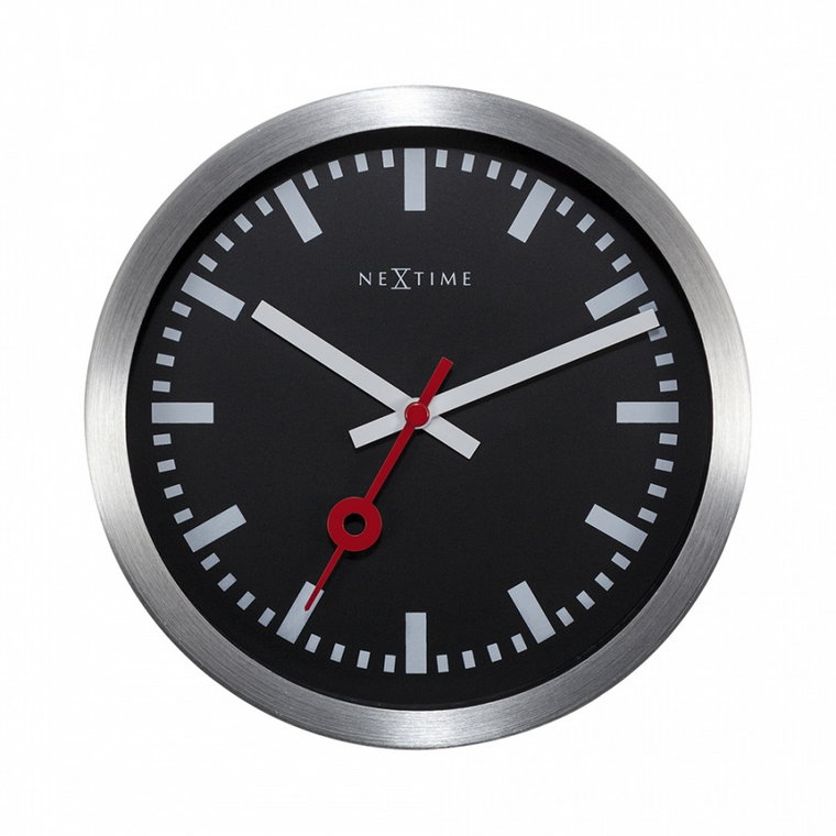 Zegar ścienny 19 cm Nextime Station czarny z kreskami kod: 3998 STZW