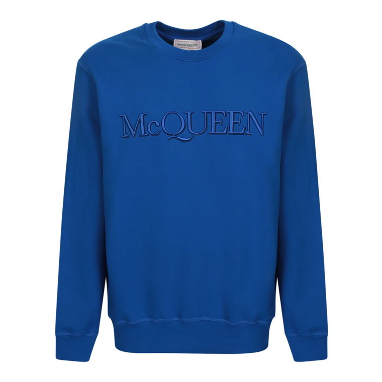 Kobaltowy Sweter z Okrągłym Dekoltem Alexander McQueen