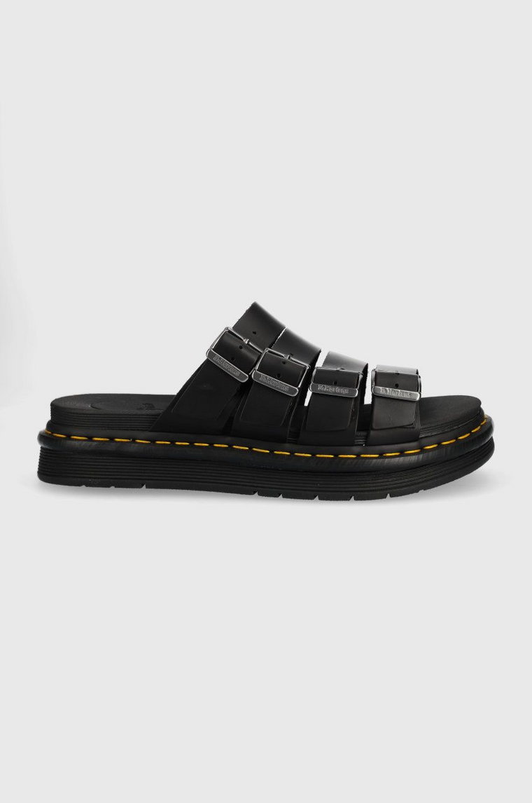 Dr. Martens klapki skórzane Tate męskie kolor czarny DM27398001.Tate-Black.Bran