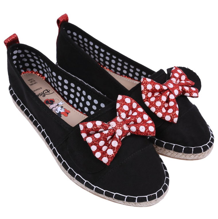 Czarne espadryle z kokardą Myszka Minnie DISNEY, rozmiar 39