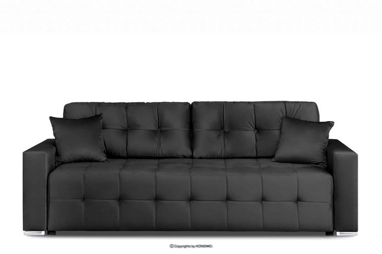Sofa 3 osobowa rozkładana glamour pikowana ciemnoszara BASIM Konsimo