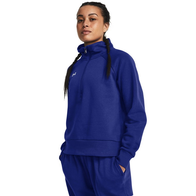 Damska bluza dresowa nierozpinana bez kaptura Under Armour UA Rival Fleece HZ - niebieska