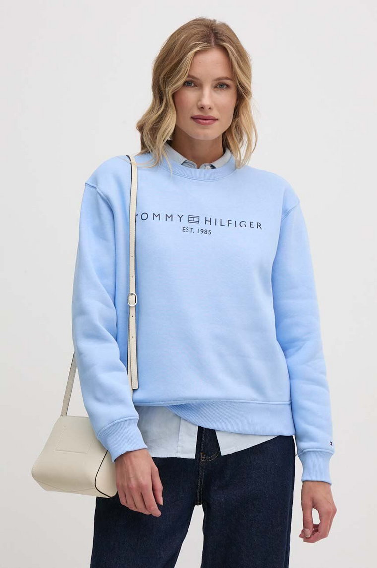 Tommy Hilfiger bluza damska kolor niebieski z nadrukiem