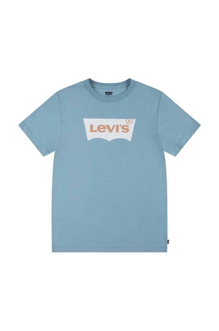 Levi's t-shirt bawełniany dziecięcy kolor turkusowy z nadrukiem