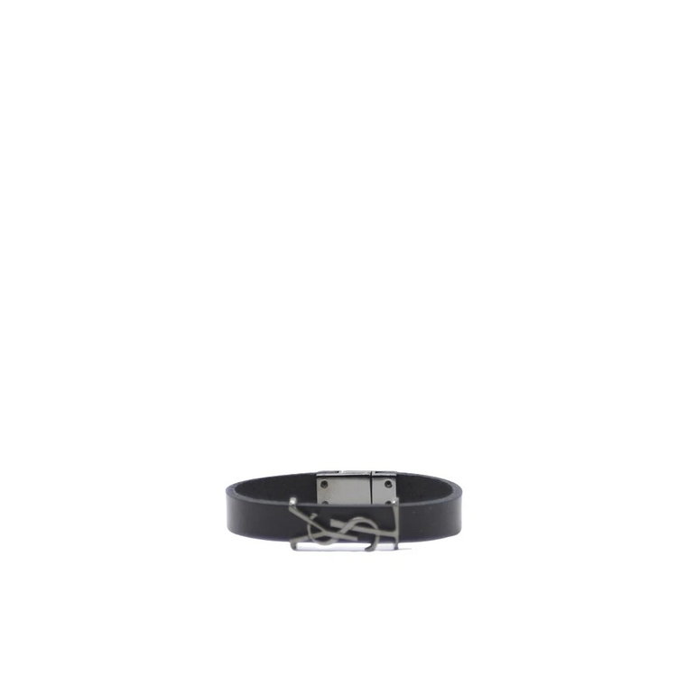 Elegancki czarny bransoletka z cielęcej skóry Saint Laurent