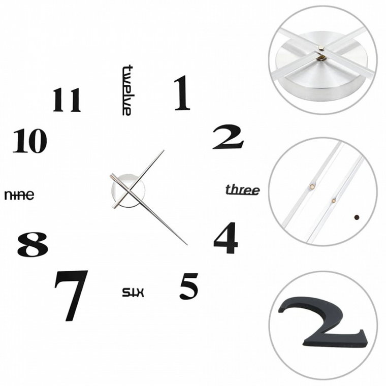 Zegar ścienny 3D, nowoczesny design, 100 cm, XXL, czarny kod: V-50635