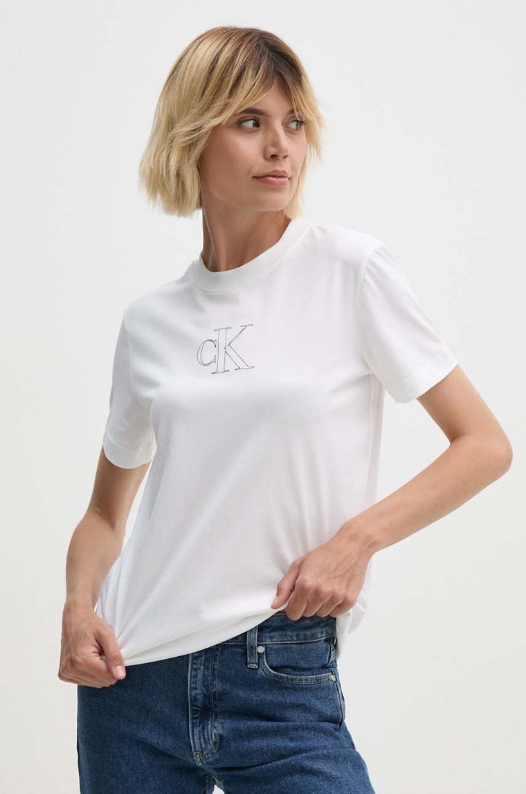 Calvin Klein Jeans t-shirt bawełniany damski kolor biały J20J224791