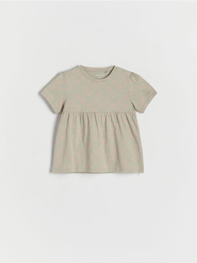 Reserved - Bawełniana bluzka ze wzorem - zielony
