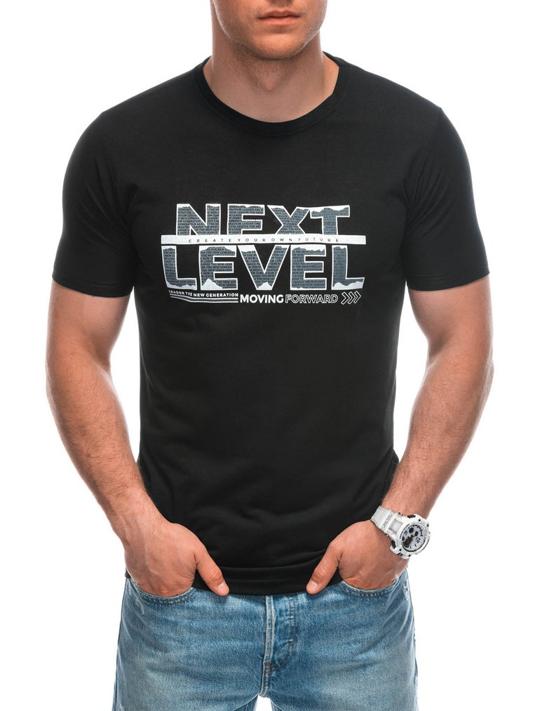 T-shirt męski z nadrukiem S1960 - czarny