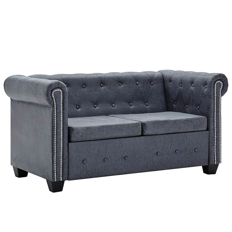 Dwuosobowa sofa Charlotte 2Q w stylu Chesterfield - szara