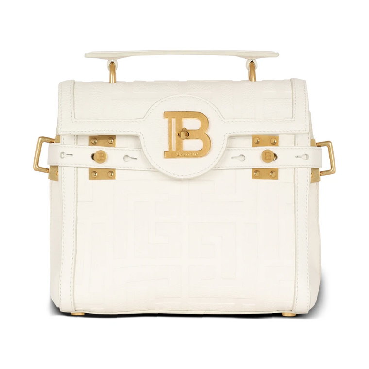 B-Buzz 23 torebka z gładkiej skóry z monogramem Balmain