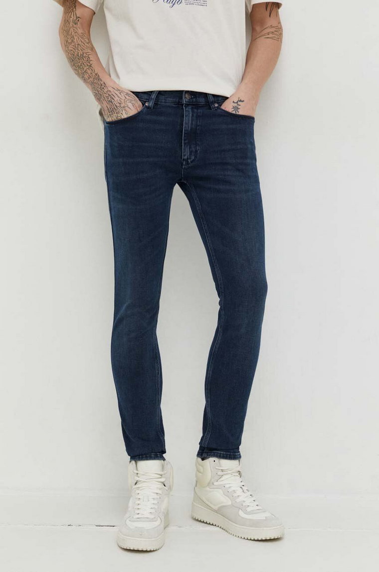 HUGO jeansy męskie kolor granatowy