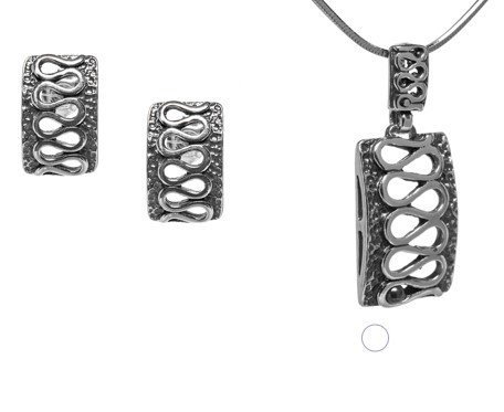 AnKa Biżuteria, Komplet biżuterii srebrnej oksydowany w Esy floresy