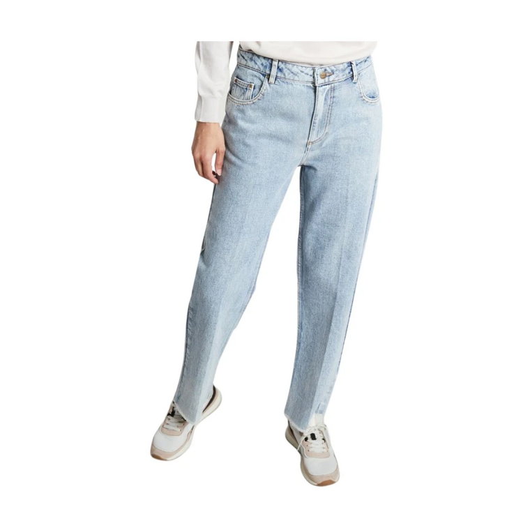 Jeansy w lodowym odcieniu - Regular fit, pętelki na pasek, zamek błyskawiczny Chloé