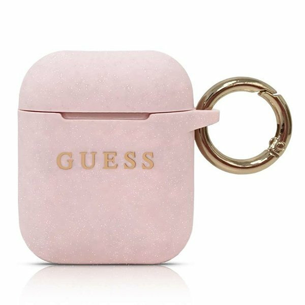 Guess GUACCSILGLLP AirPods cover jasnoróżowy/pink Silicone Glitter