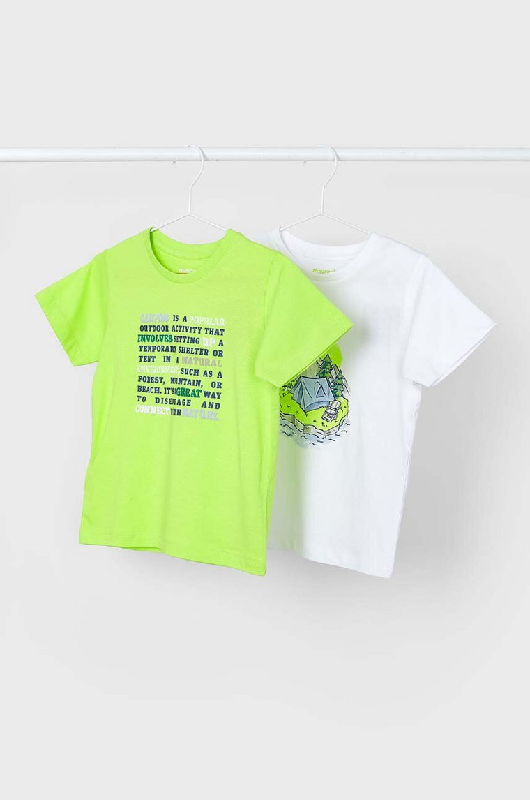 Mayoral t-shirt bawełniany dziecięcy 2-pack kolor zielony z nadrukiem