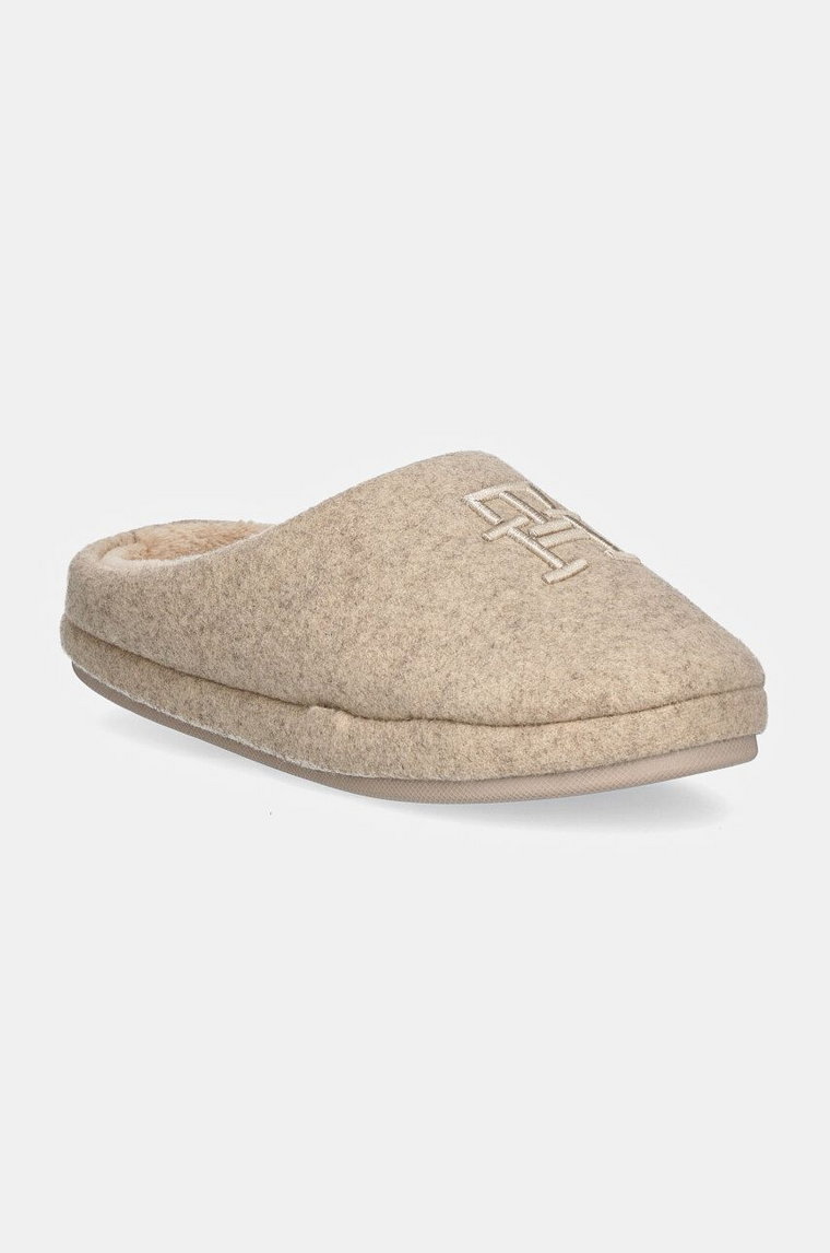 Tommy Hilfiger kapcie TH EMBROIDERED BASICS SLIPPER kolor beżowy FW0FW08135