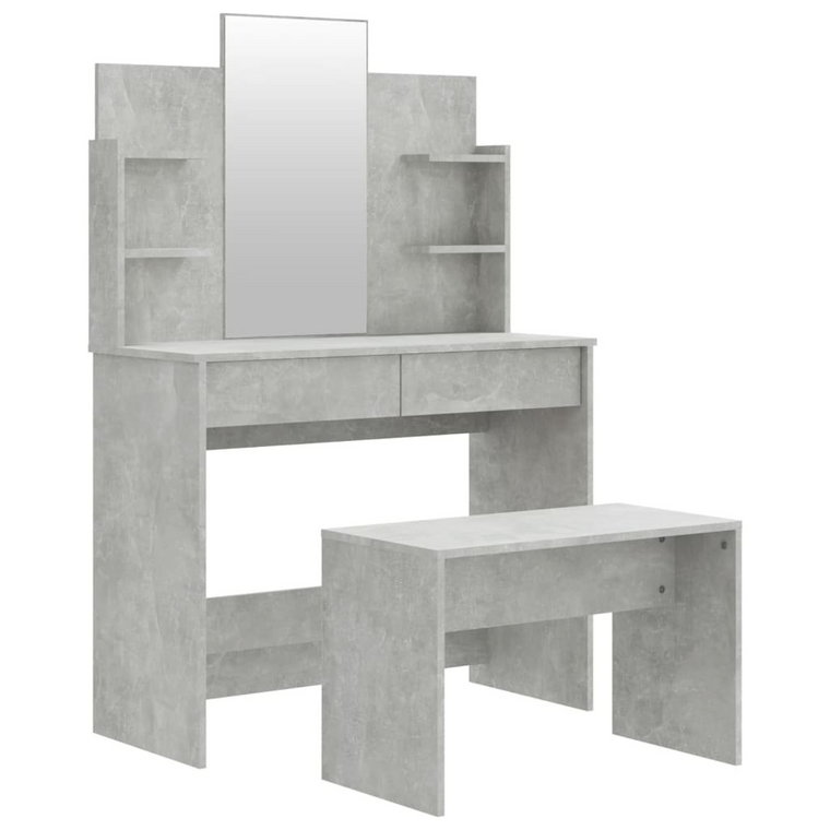Toaletka z lustrzanym stołkiem, szarość betonu, 96