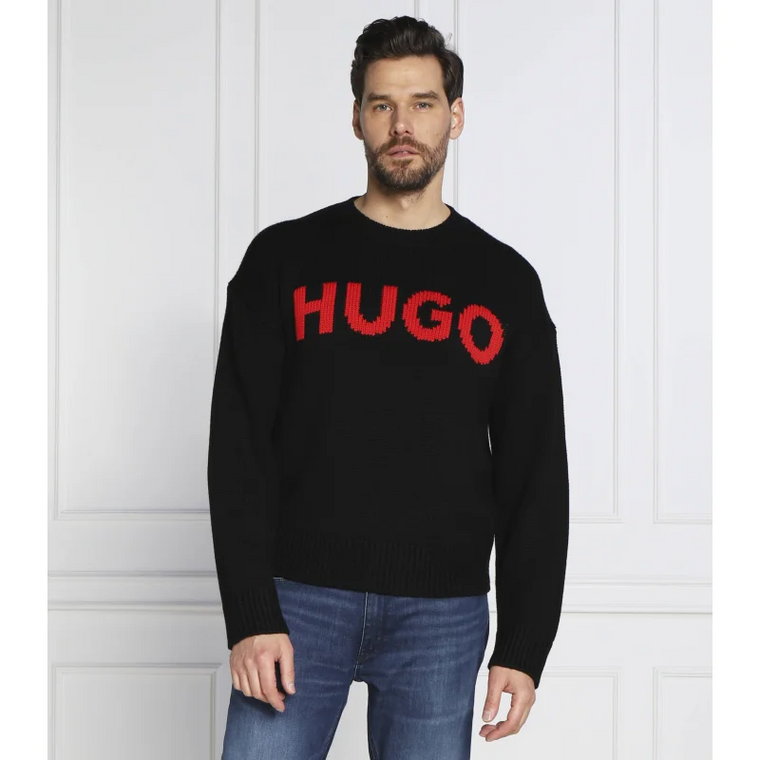 HUGO Sweter Slogonon | Regular Fit | z dodatkiem wełny