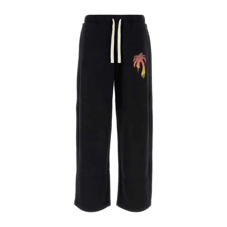 Czarne bawełniane spodnie dresowe - Stylowe i wygodne Palm Angels