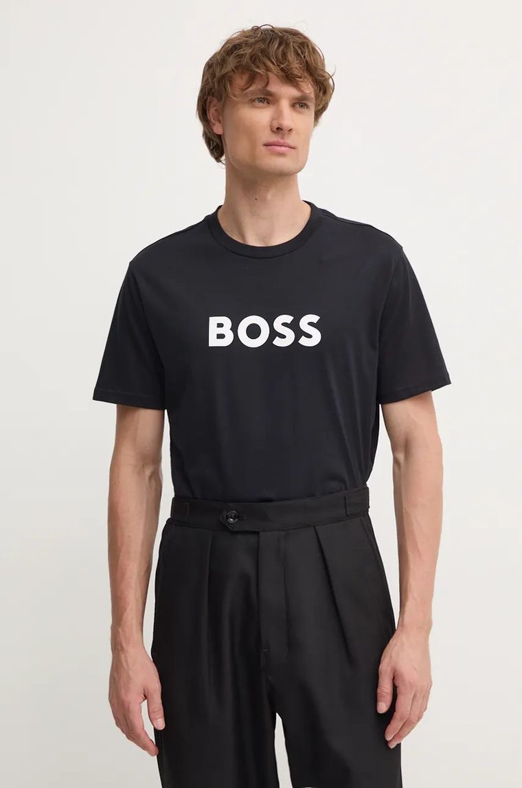 BOSS t-shirt męski kolor czarny z nadrukiem 50505674