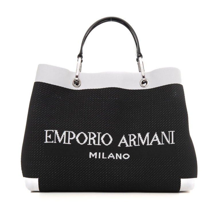 Torba z Materiału z Otwartym Wzorem i Logo Emporio Armani