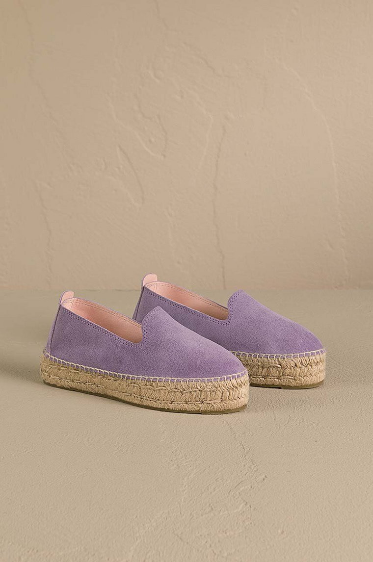 Manebi espadryle zamszowe Hamptons Double Sole Espadrilles kolor fioletowy na platformie R 6.3 D0