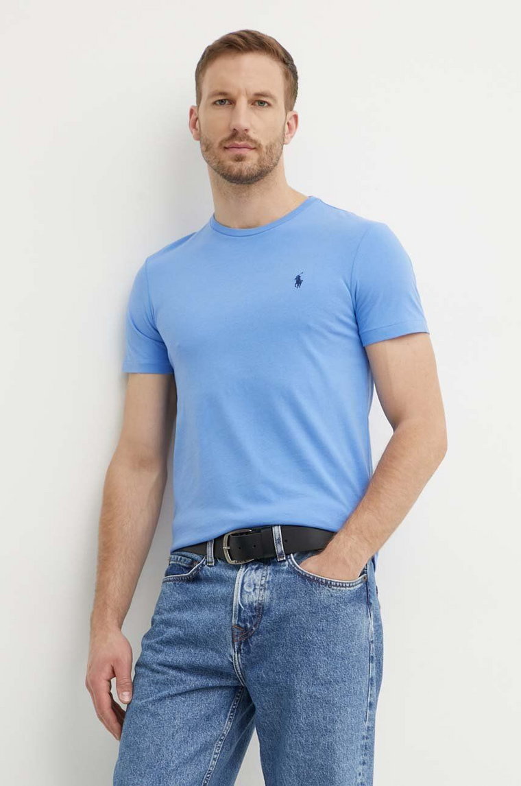 Polo Ralph Lauren t-shirt bawełniany męski kolor fioletowy gładki 710671438
