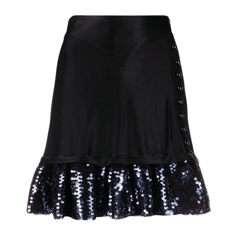 Czarna krótka spódnica z haftowanymi cekinami Paco Rabanne