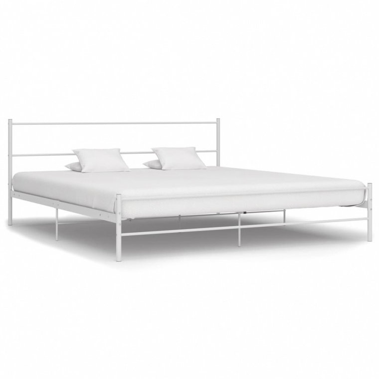 Rama łóżka, biała, metalowa, 200 x 200 cm kod: V-284698