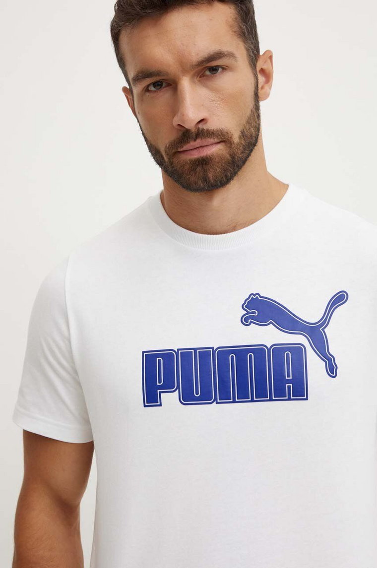 Puma t-shirt męski kolor biały z nadrukiem 681861