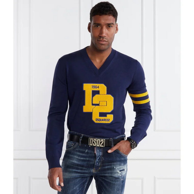 Dsquared2 Wełniany sweter College Shetland Pullover | Regular Fit