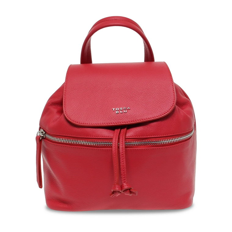 Czerwony Skórzany Plecak dla Kobiet z Zamkiem Tosca Blu