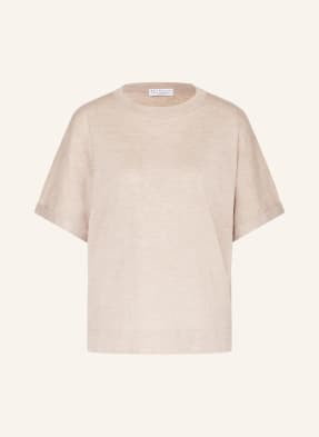 Brunello Cucinelli T-Shirt Z Dodatkiem Kaszmiru I Jedwabiu beige