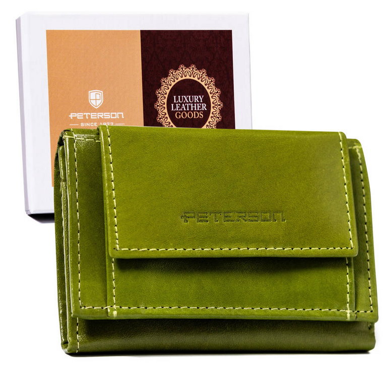 Mały, skórzany portfel damski z systemem RFID Protect jasny zielony