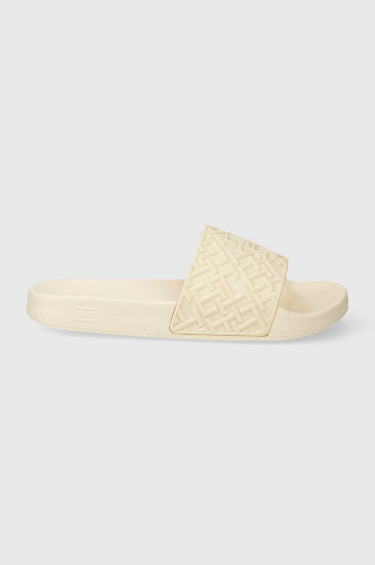 Tommy Hilfiger klapki TH MONOGRAM POOL SLIDE damskie kolor beżowy FW0FW06987