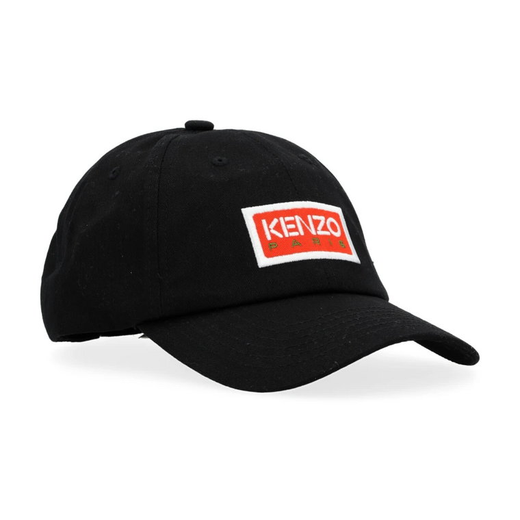 Czarna bawełniana czapka z wyrazistym czerwonym logo Kenzo