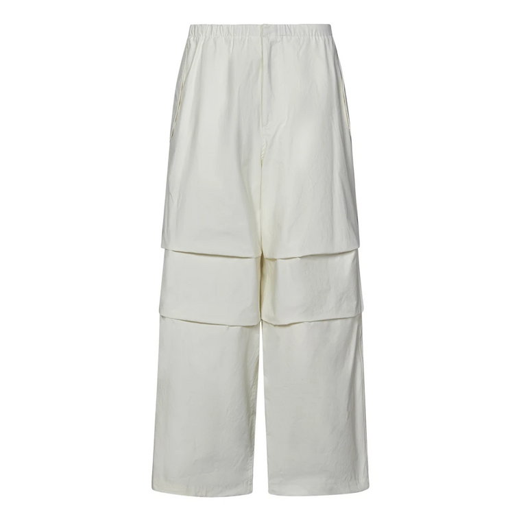 Białe Oversizeowe Spodnie z Bawełny Jil Sander