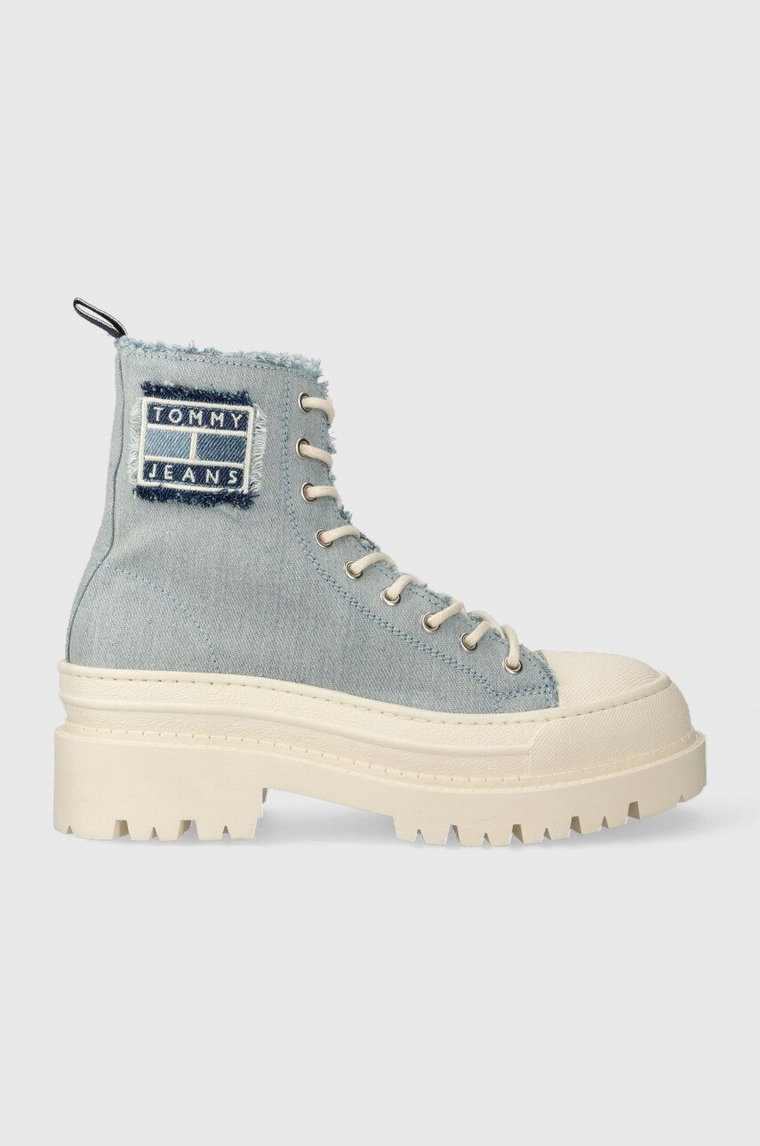 Tommy Jeans trampki TJW FOXING DENIM BOOT damskie kolor niebieski EN0EN02348